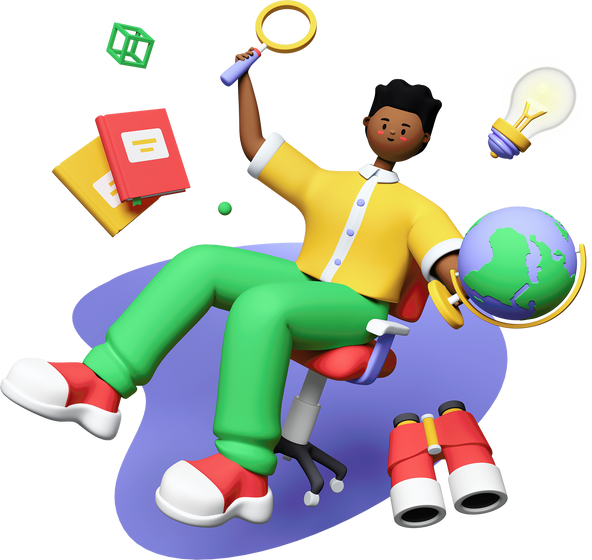 Exploring the World at School - Colorful 3D Style Illustration