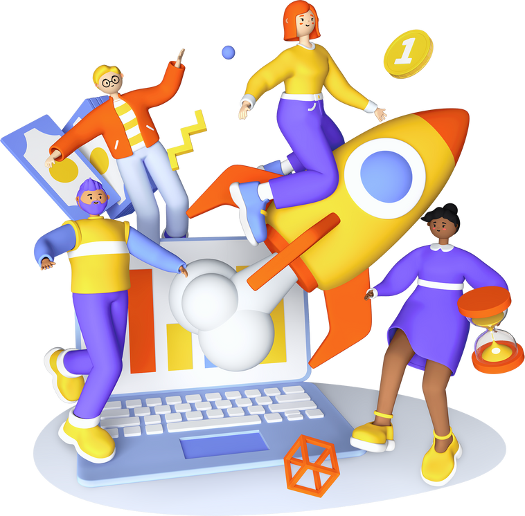 Startup - colorful 3D style illustration