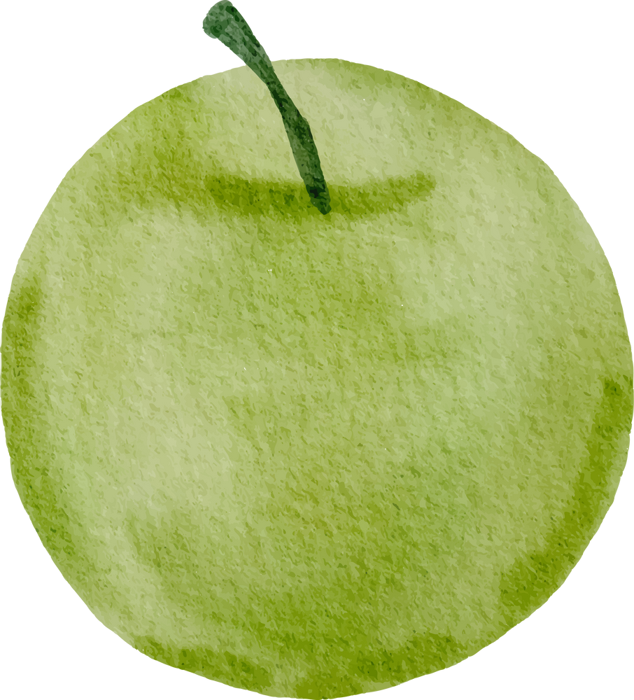 Green Apple in Water Color for Decorative Element